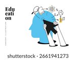 Education. Creative vector illustration for web banner, social media, business presentation, marketing material. Back to school. Distance education, online learning.