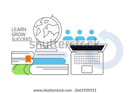 Education. Creative vector illustration for web banner, social media, business presentation, marketing material. Back to school. Distance education, online learning.