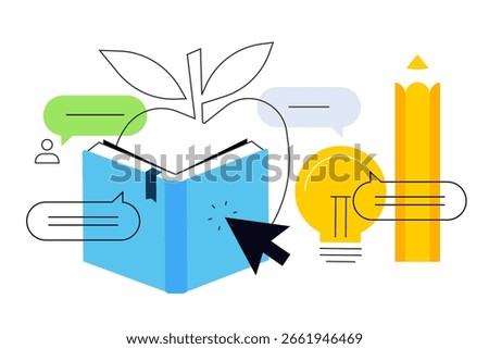 Education. Creative vector illustration for web banner, social media, business presentation, marketing material. Back to school. Distance education, online learning.