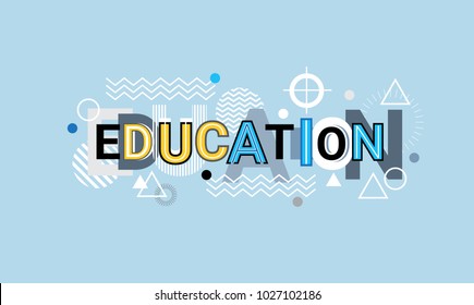 Education Creative Word Over Abstract Geometric Shapes Background Web Banner Vector Illustration