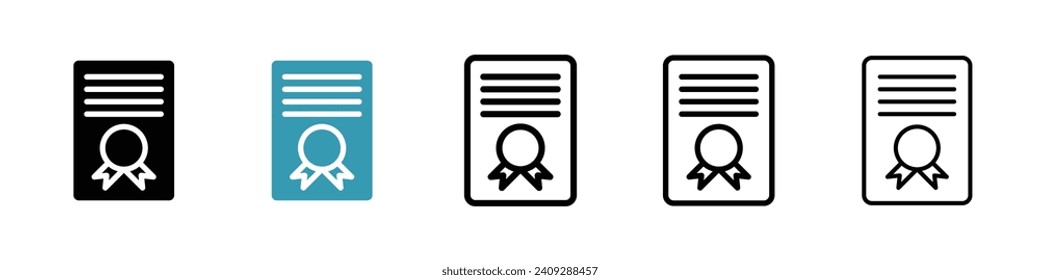 Education Credential vector icon set. Accreditation Certificate vector symbol for UI design.