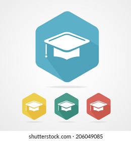 Education Cup flat icon. Graduation Cap. Student hat. on white