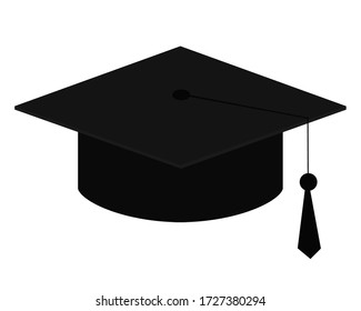 Education Cup on White Background. Student Graduation Hat. Flat Vector Illustration.