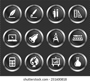 Education Curriculum  on Black Round Buttons