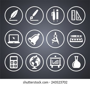 Education Curriculum  on Grey Round Buttons