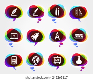 Education Curriculum  on Multi Color Speech Bubbles