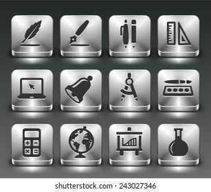 Education Curriculum  on Silver Square Buttons