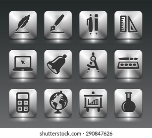 Education Curriculum  on Silver Square Buttons