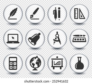 Education Curriculum  on Transparent Round Buttons
