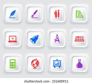 Education Curriculum  on White Bevel Square Buttons
