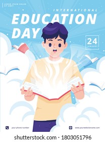 día de educación Plantilla de carteles de ilustración