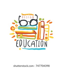 Education day logo original design with books and glasses
