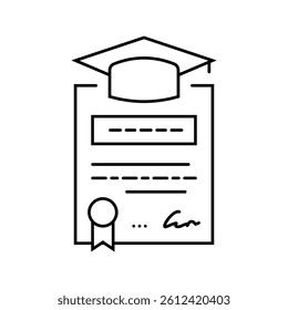 education degree interview job line icon vector. education degree interview job sign. isolated contour symbol black illustration
