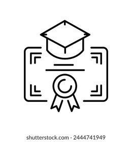 Education degree line black icon. Sign for web page, mobile app, button, logo. Vector isolated button. Editable stroke.