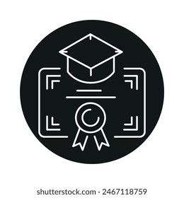 Education degree line black icon. Sign for web page, mobile app, button, logo. Vector isolated button. Editable stroke.