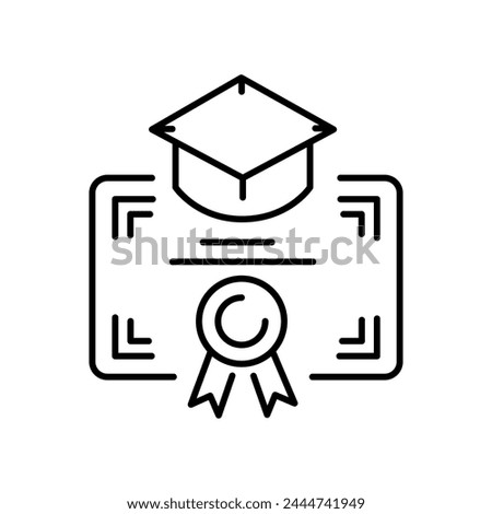 Education degree line black icon. Sign for web page, mobile app, button, logo. Vector isolated button. Editable stroke.