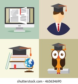 education design concept.  banner , template and infographic set. vector illustration.