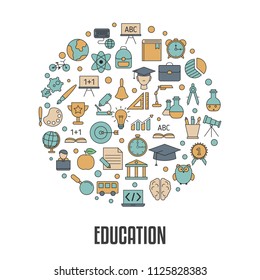 Education design concept with education, school and university icons. Back to School.