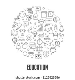 Education design concept with education, school and university icons. Back to School.