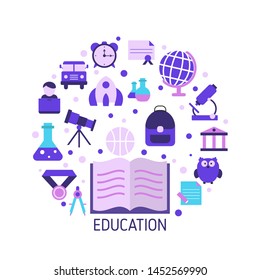Education design concept with education, school and university icons. Back to School.