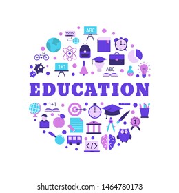 Education design concept with education, school and university icons. Back to School.