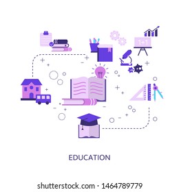 Education design concept with education, school and university elements. Back to School.