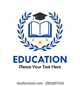 Education design logo template illustration. there are book with hat graduation