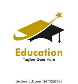 Education design logo template illustration. there are hat graduation with star