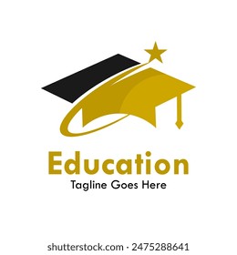 Education design logo template illustration. there are hat graduation with star