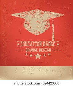 Education design on red background, grunge vector