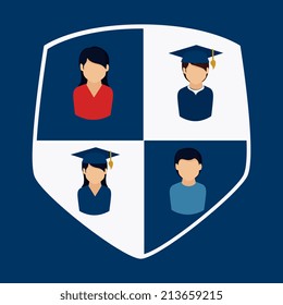 Education design over blue background, vector illustration