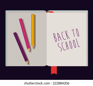 Education design over blue background, vector illustration