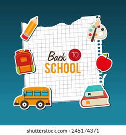Education design over blue background, vector illustration.