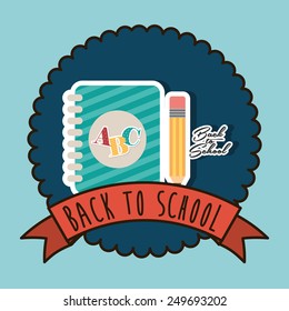 Education design over blue background, vector illustration