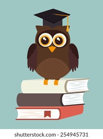 Education design over blue background, vector illustration.