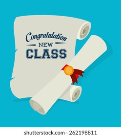 Education design over blue background, vector illustration.