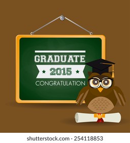 Education design over brown background, vector illustration.