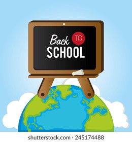 Education design over cloudscape background, vector illustration.