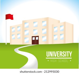 Education design over landscape background, vector illustration