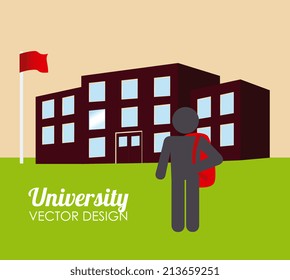 Education design over landscape background, vector illustration