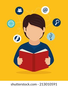 Education design over yellow background, vector illustration