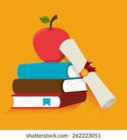 Education design over yellow background, vector illustration.