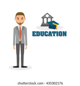 Education design. University icon. Colorfull and isolated illustration