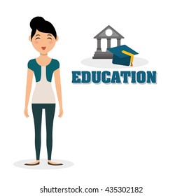 Education design. University icon. Colorfull and isolated illustration