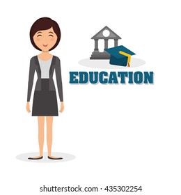 Education design. University icon. Colorfull and isolated illustration