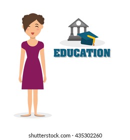 Education design. University icon. Colorfull and isolated illustration