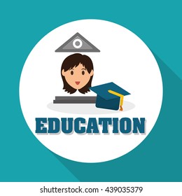 Education design. University icon. Colorfull and isolated illust