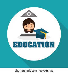 Education design. University icon. Colorfull and isolated illust