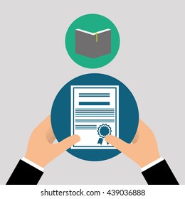 Education design. University icon. Colorfull and isolated illustration, paper on hand