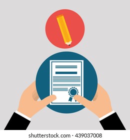 Education design. University icon. Colorfull and isolated illustration, paper on hand